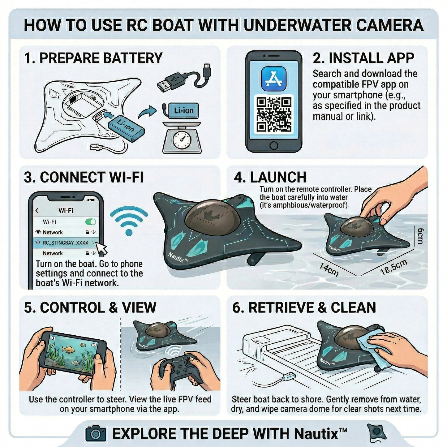 Nautix™ - RC Boat with Underwater Camera